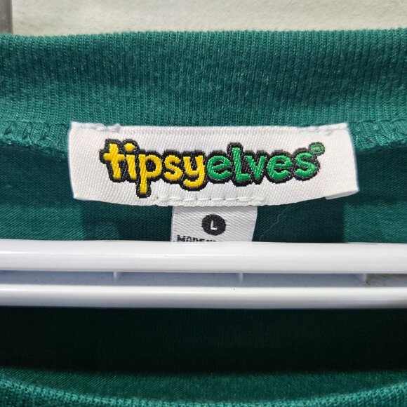 NWT Green & Gold Lucky Four Leaf Clover Long Sleeve Top – Size Large - Picture 3 of 5